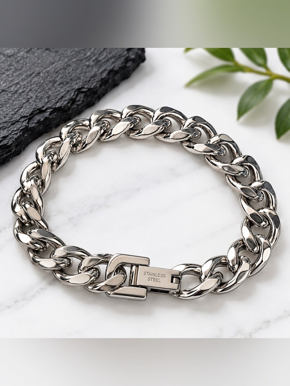 Stainless Steel Curb Link Bracelet – 7.9" 11mm OR 9" 9mm – Men's Women's
